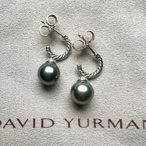 DAVID YURMAN Tahitian Pearl and Diamond Drop Earrings